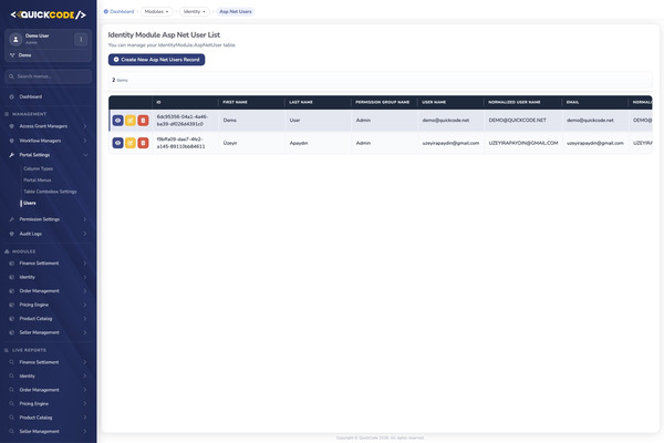 CRUD list screen