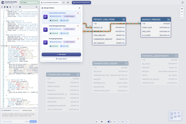 Microservice modules in Studio