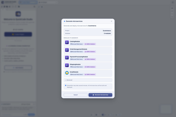 Generate microservices confirmation