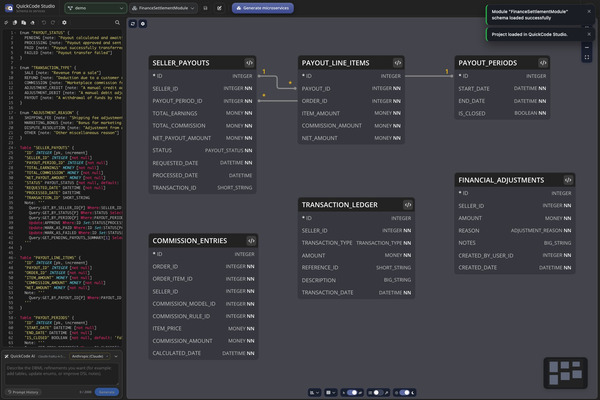 QuickCode Studio workspace